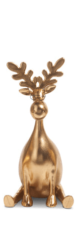 Gold Moose Figurine with Glasses – 12.75" Whimsical Resin Reindeer Statue, Modern Lodge & Home Office Decor (3 Styles) - Nifty Decor & More