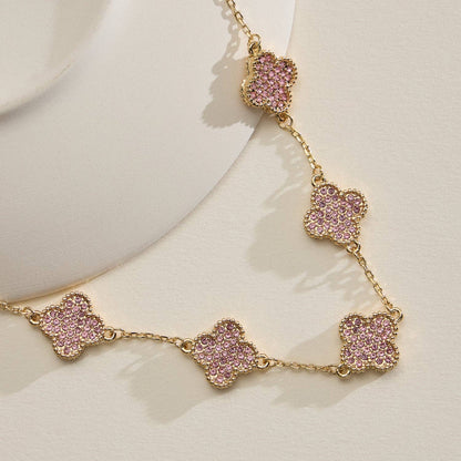 Gold Pavé Sparkling Petal Necklace CLPK ONE