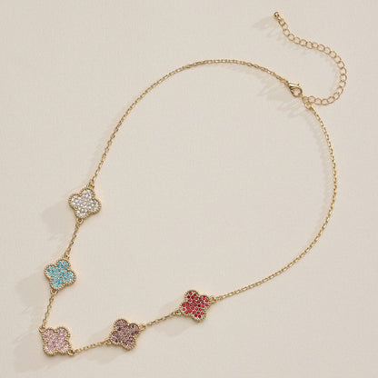 Gold Pavé Sparkling Petal Necklace