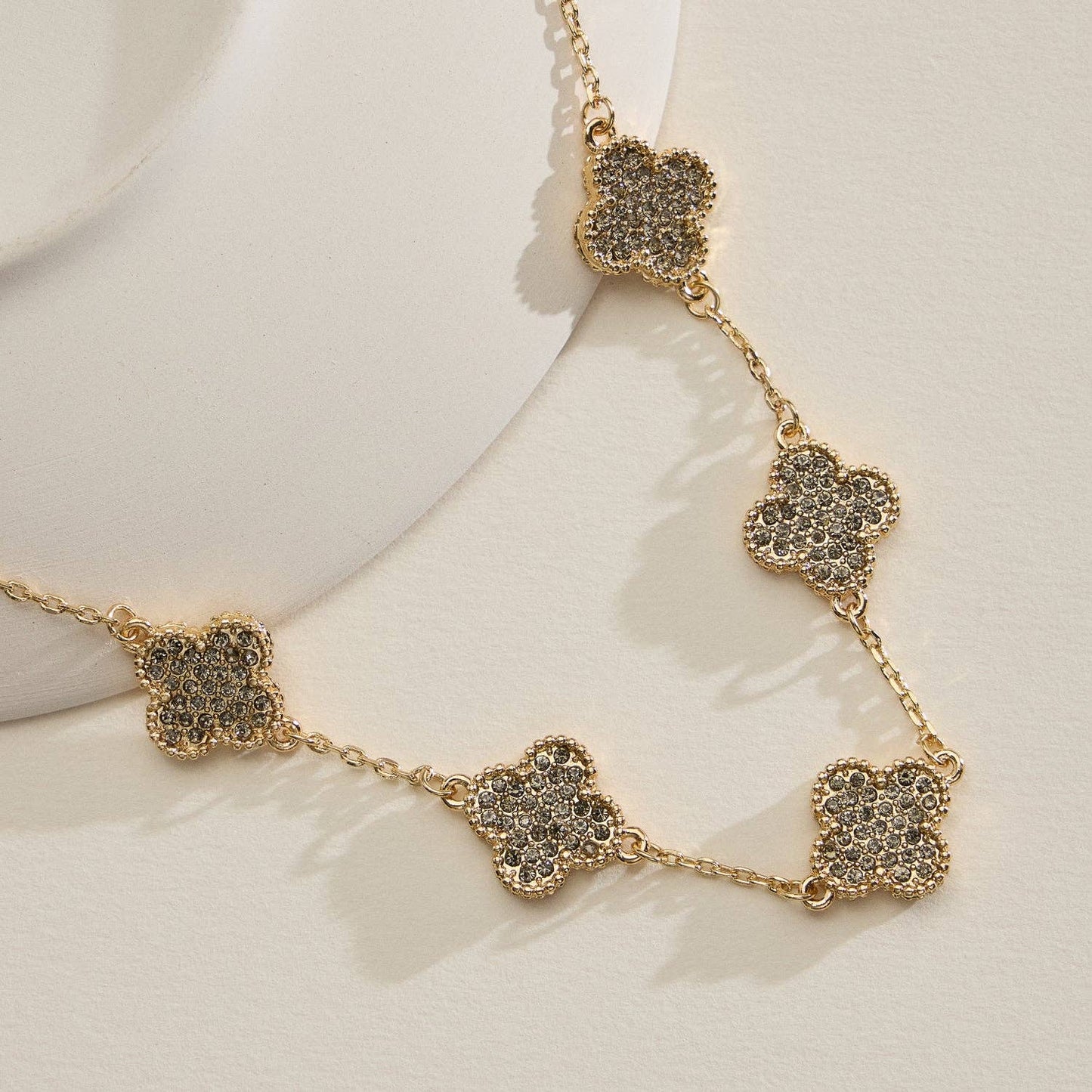 Gold Pavé Sparkling Petal Necklace
