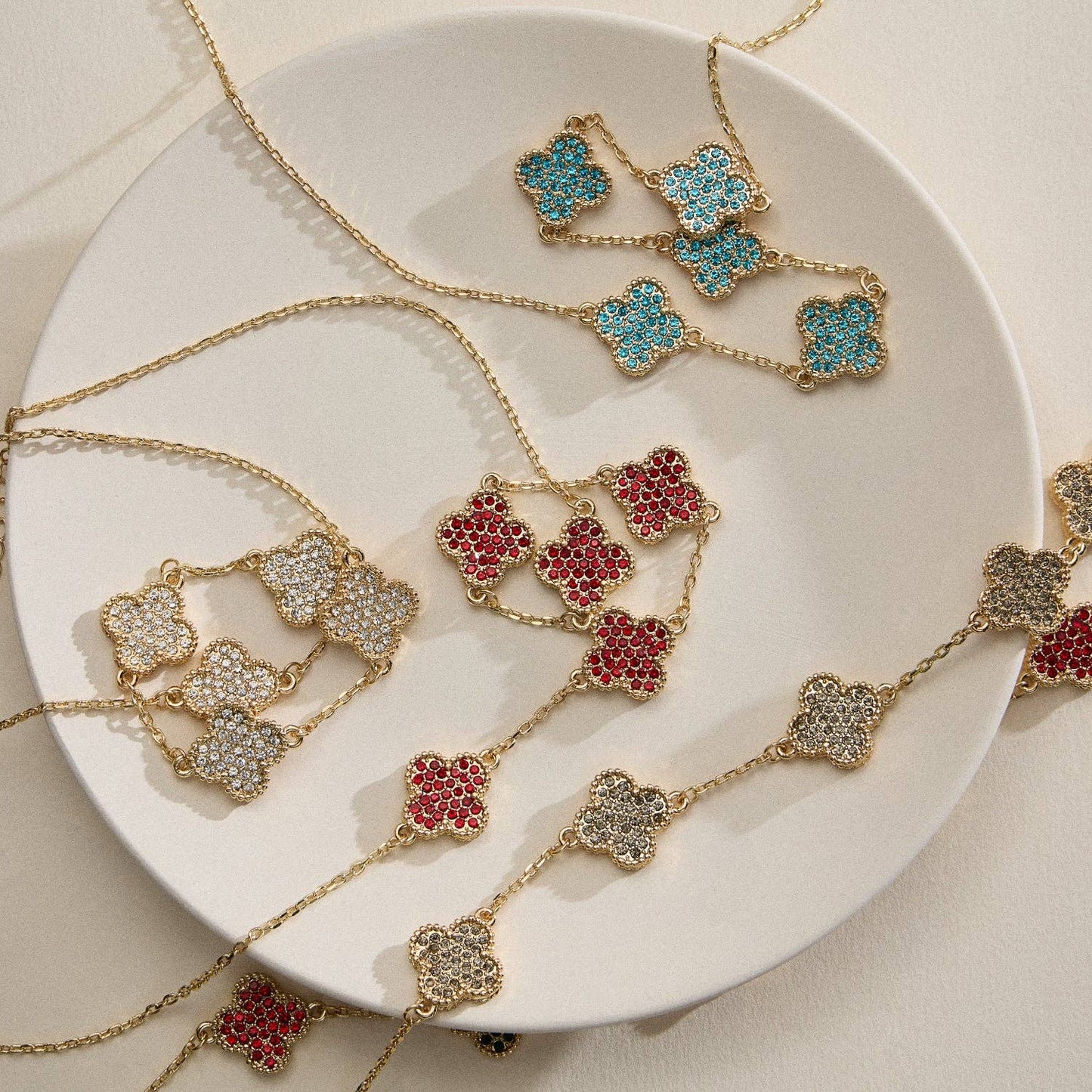 Gold Pavé Sparkling Petal Necklace