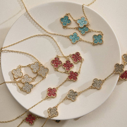 Gold Pavé Sparkling Petal Necklace