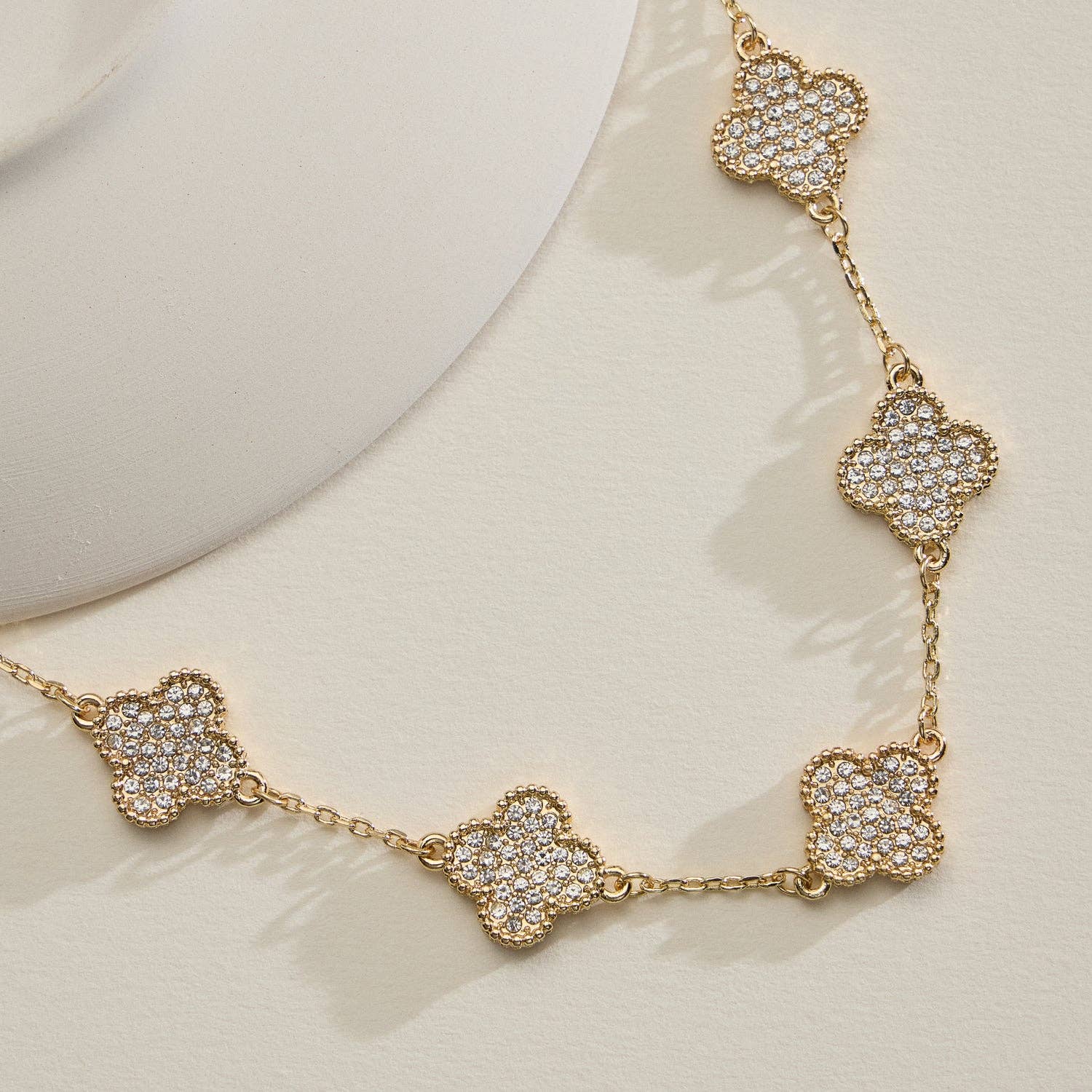 Gold Pavé Sparkling Petal Necklace