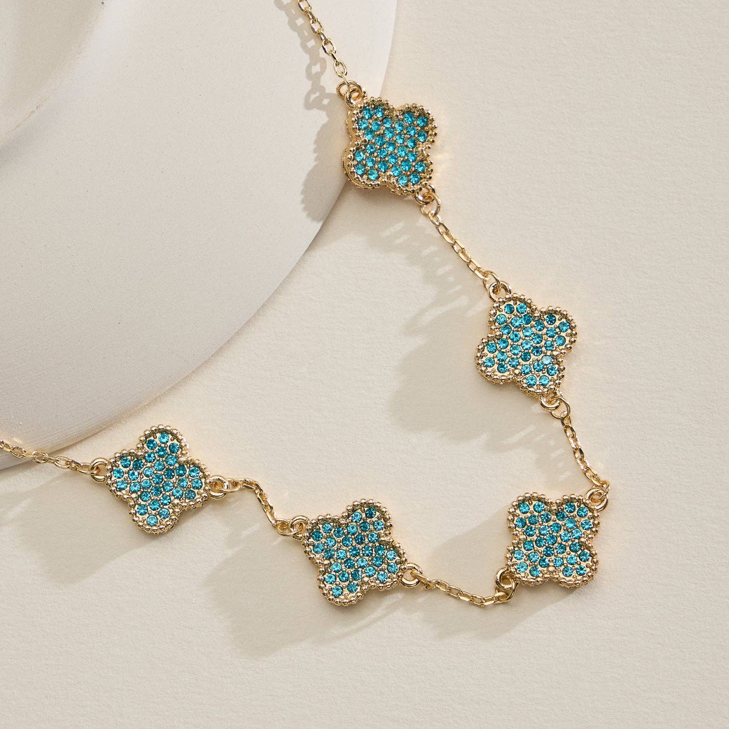 Gold Pavé Sparkling Petal Necklace CLBL ONE