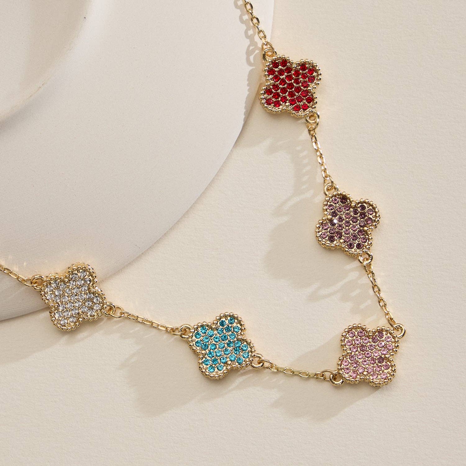 Gold Pavé Sparkling Petal Necklace