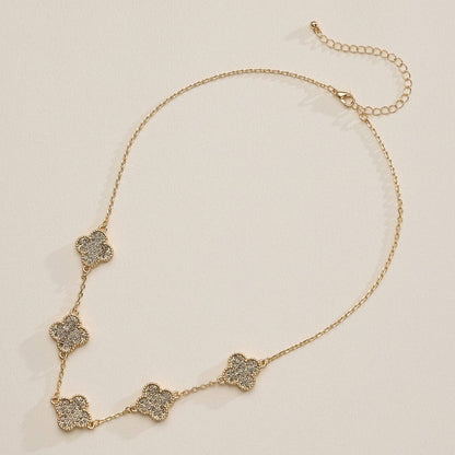 Gold Pavé Sparkling Petal Necklace
