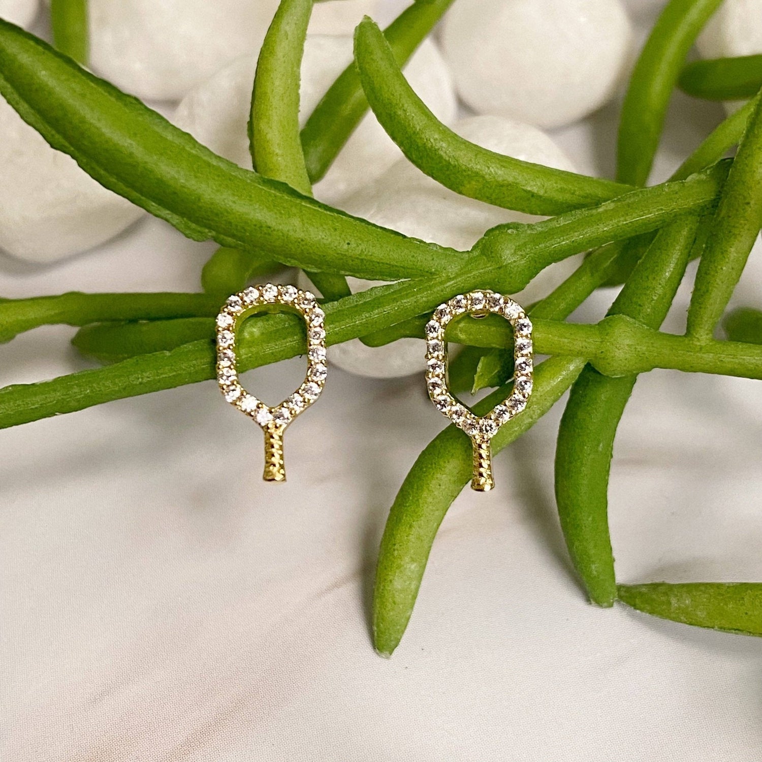 Gold Plated Club Pickleball Earrings Lightweight Racket Outline, Elegant Everyday Sports Jewelry, Unique Gift for Pickleball Players & Fans - Nifty Decor & More