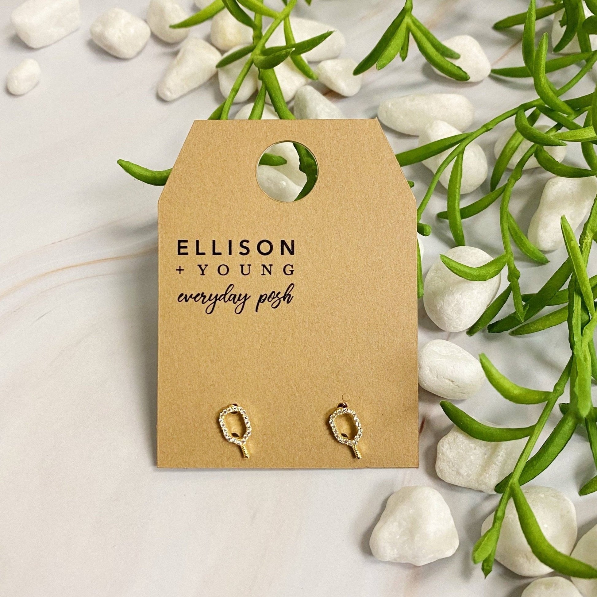 Gold Plated Club Pickleball Earrings Lightweight Racket Outline, Elegant Everyday Sports Jewelry, Unique Gift for Pickleball Players & Fans - Nifty Decor & More
