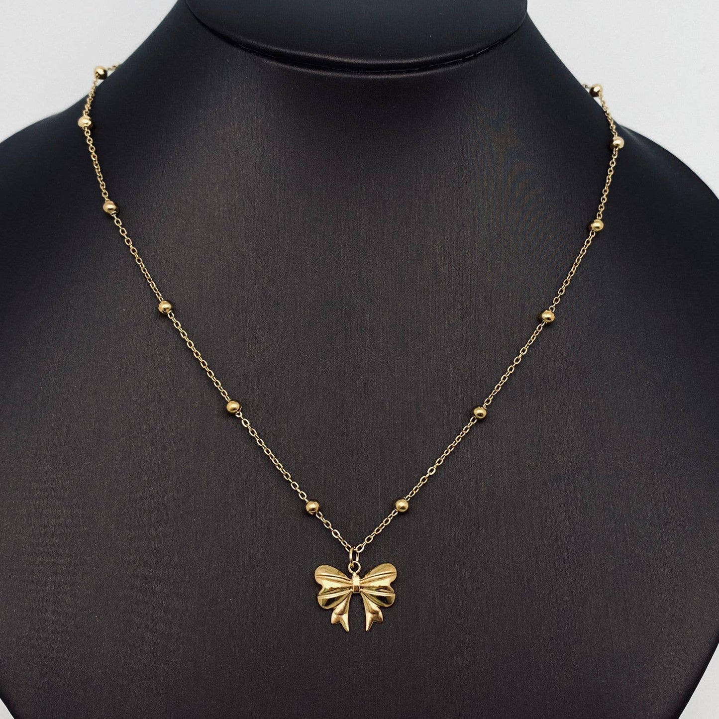Gold Plated Stainless Steel Bow Pendant Necklace - FGS - Nifty Decor & More
