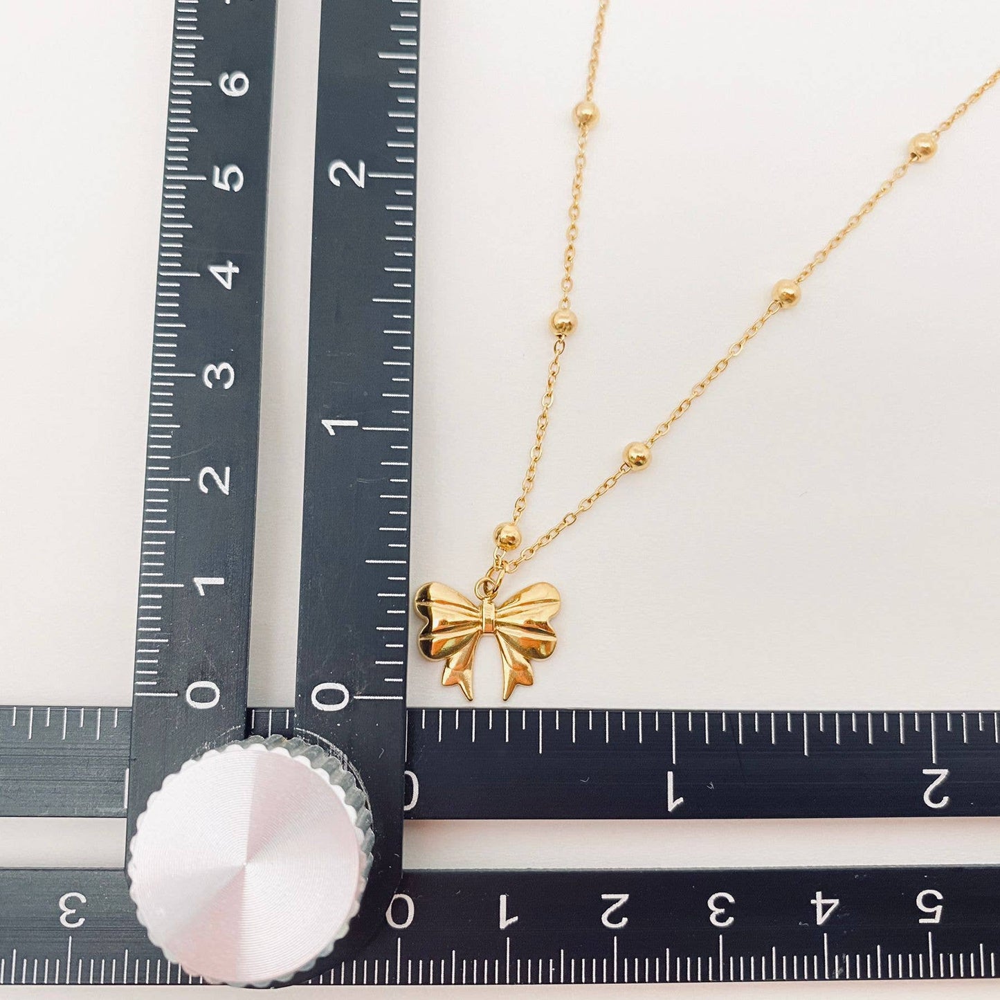 Gold Plated Stainless Steel Bow Pendant Necklace - FGS - Nifty Decor & More