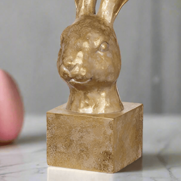 Gold Rabbit Bust - 12.75" Decorative Sculpture, Unique Home Decor, Elegant Animal Figurine, Perfect Gift for Rabbit Lovers - Nifty Decor & More