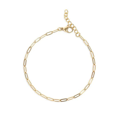 Gold Stainless Steel Paperclip Chain Bracelet + Extension 2.5mm