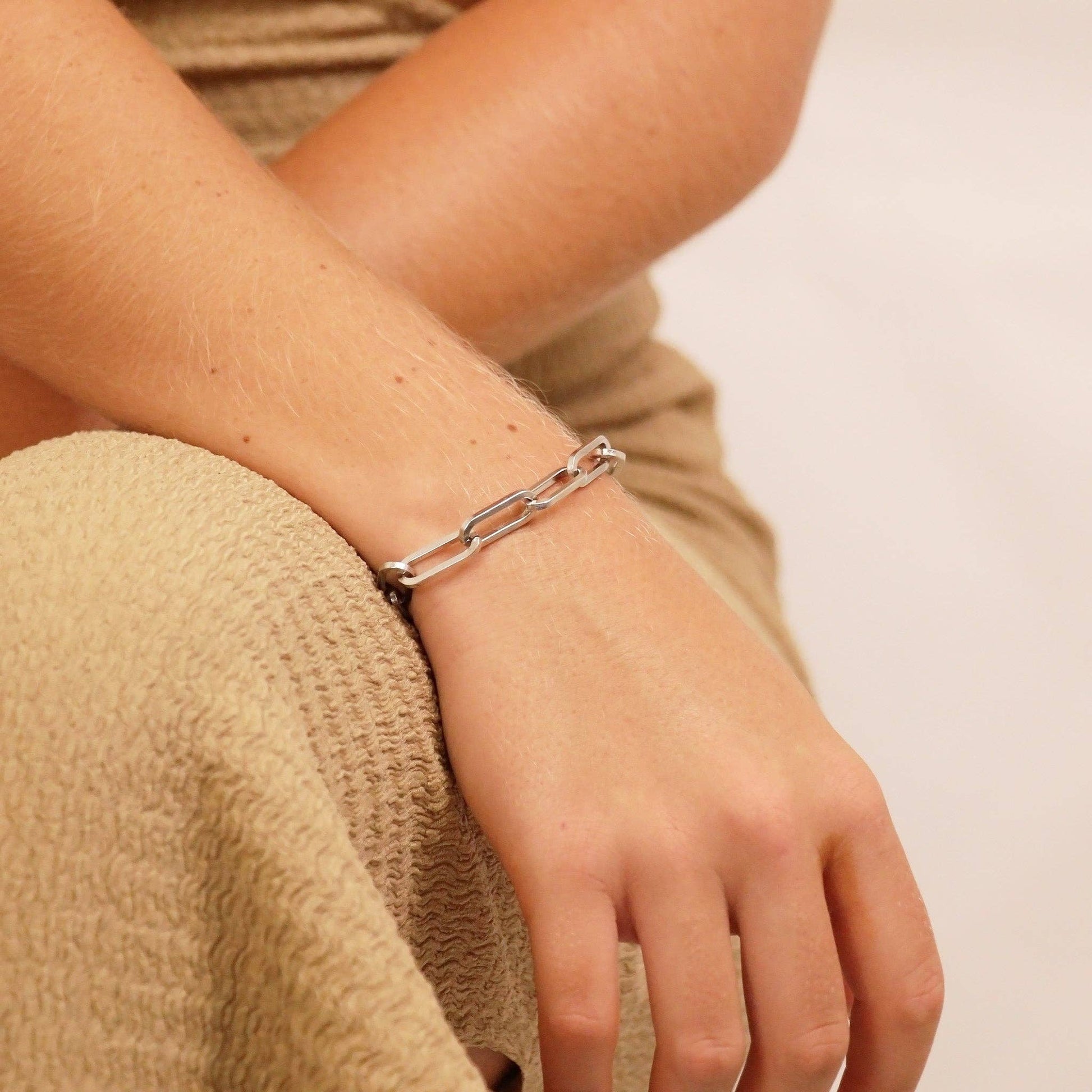 Gold Stainless Steel Paperclip Chain Bracelet + Extension: Stainless / 2.5mm - Nifty Decor & More