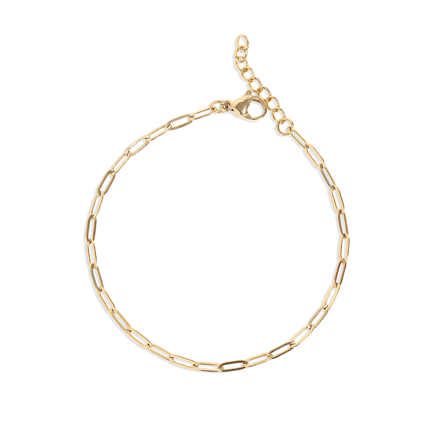 Gold Stainless Steel Paperclip Chain Bracelet + Extension: Stainless / 2.5mm - Nifty Decor & More