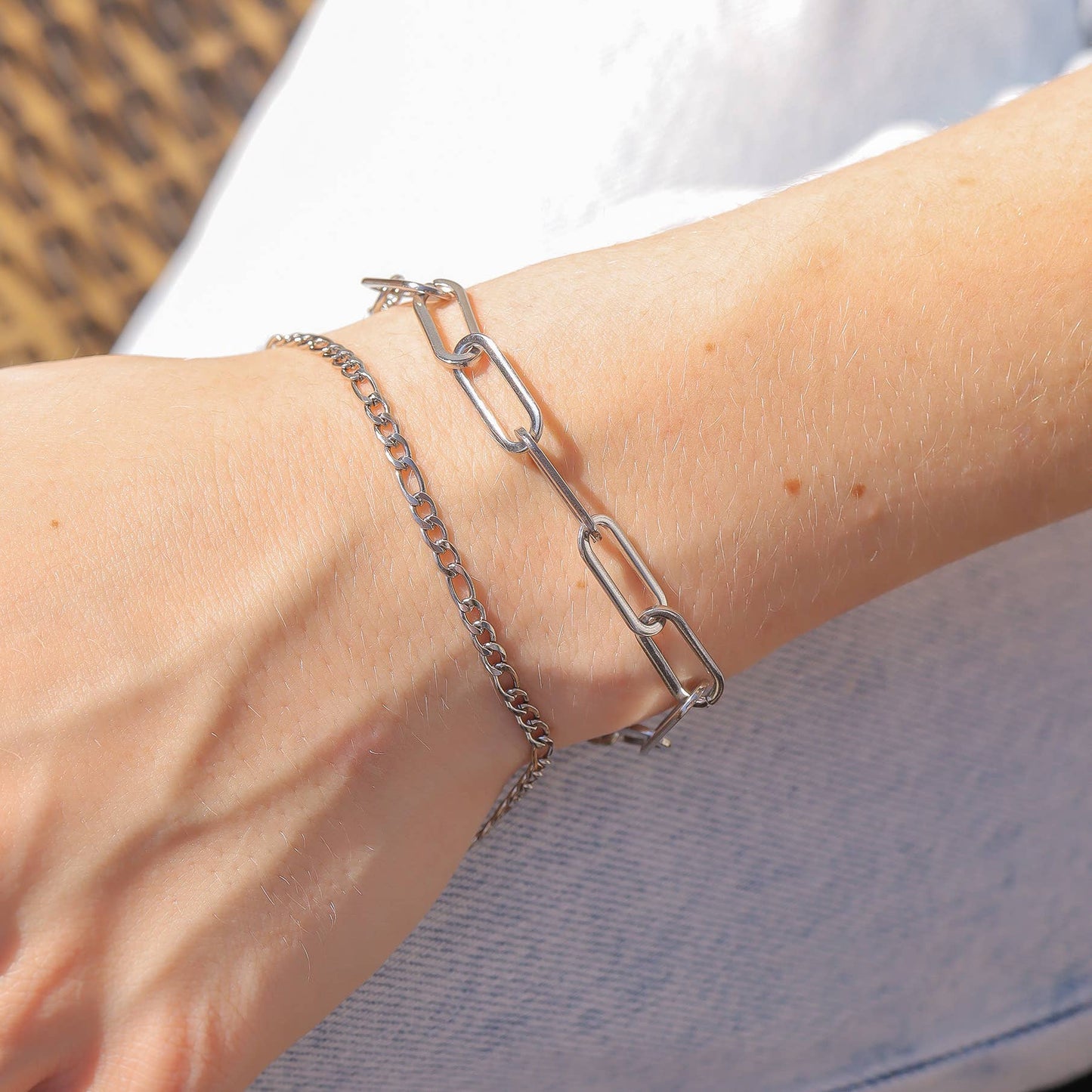 Gold Stainless Steel Paperclip Chain Bracelet + Extension: Stainless / 2.5mm - Nifty Decor & More