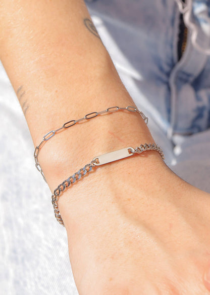 Gold Stainless Steel Paperclip Chain Bracelet + Extension: Stainless / 2.5mm - Nifty Decor & More