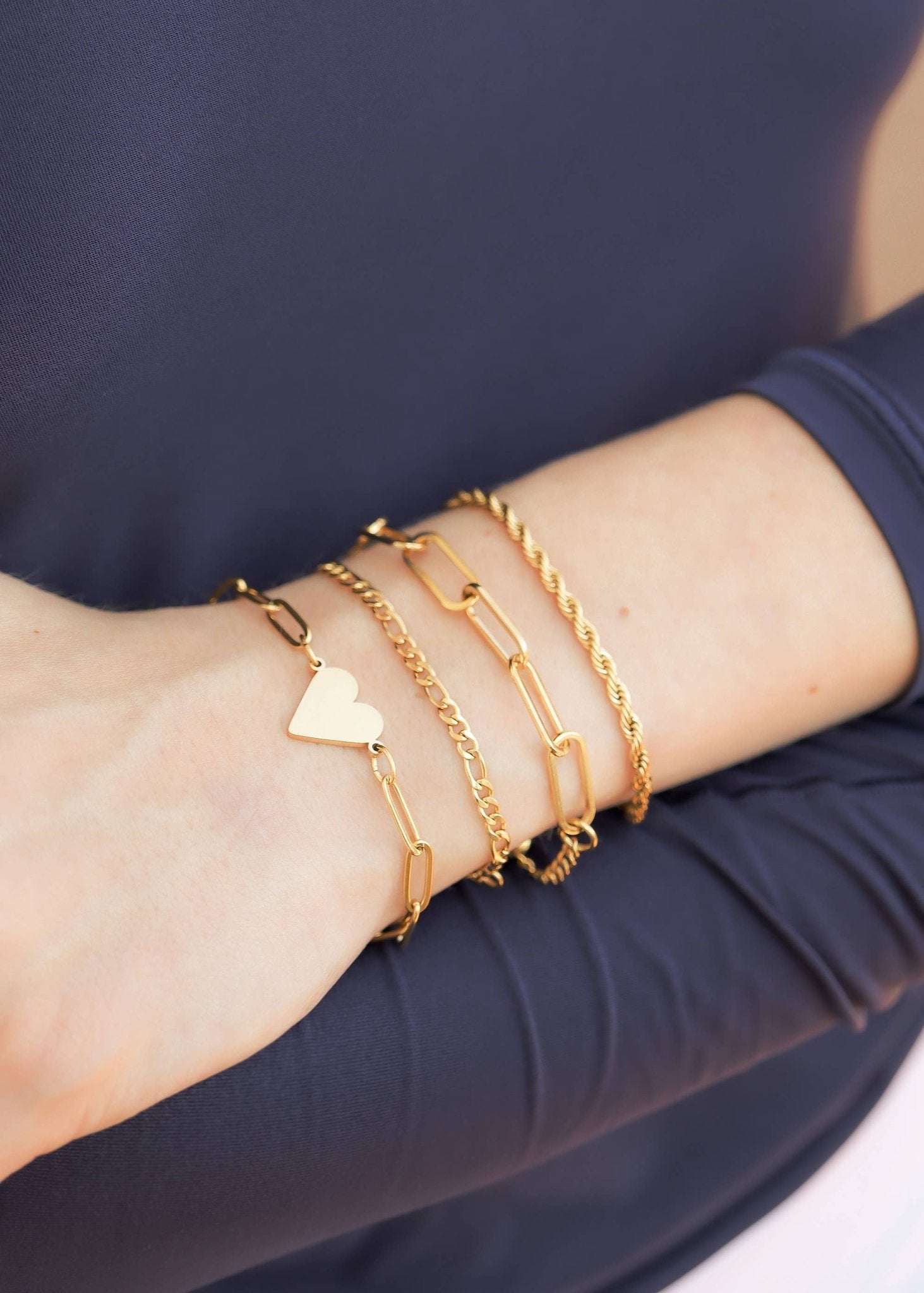 Gold Stainless Steel Paperclip Chain Bracelet + Extension: Stainless / 2.5mm - Nifty Decor & More