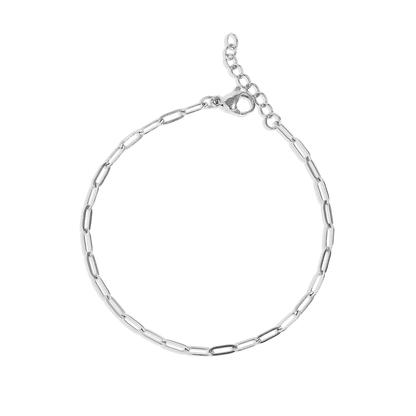 Gold Stainless Steel Paperclip Chain Bracelet + Extension: Stainless / 2.5mm - Nifty Decor & More