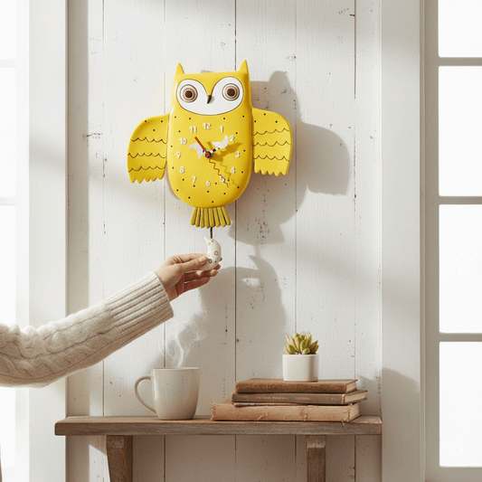 Golden Hoot Wall Clock - Nifty Decor & More