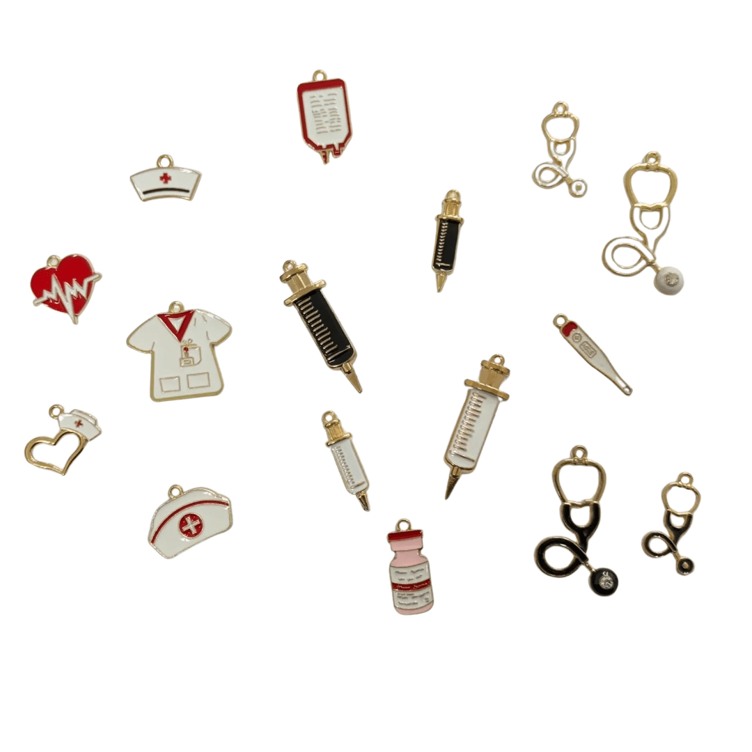 Golden Nurse Pendant Charms, Elegant and Shiny, Perfect for Jewelry Making, Nurse Appreciation Gift - Nifty Decor & More