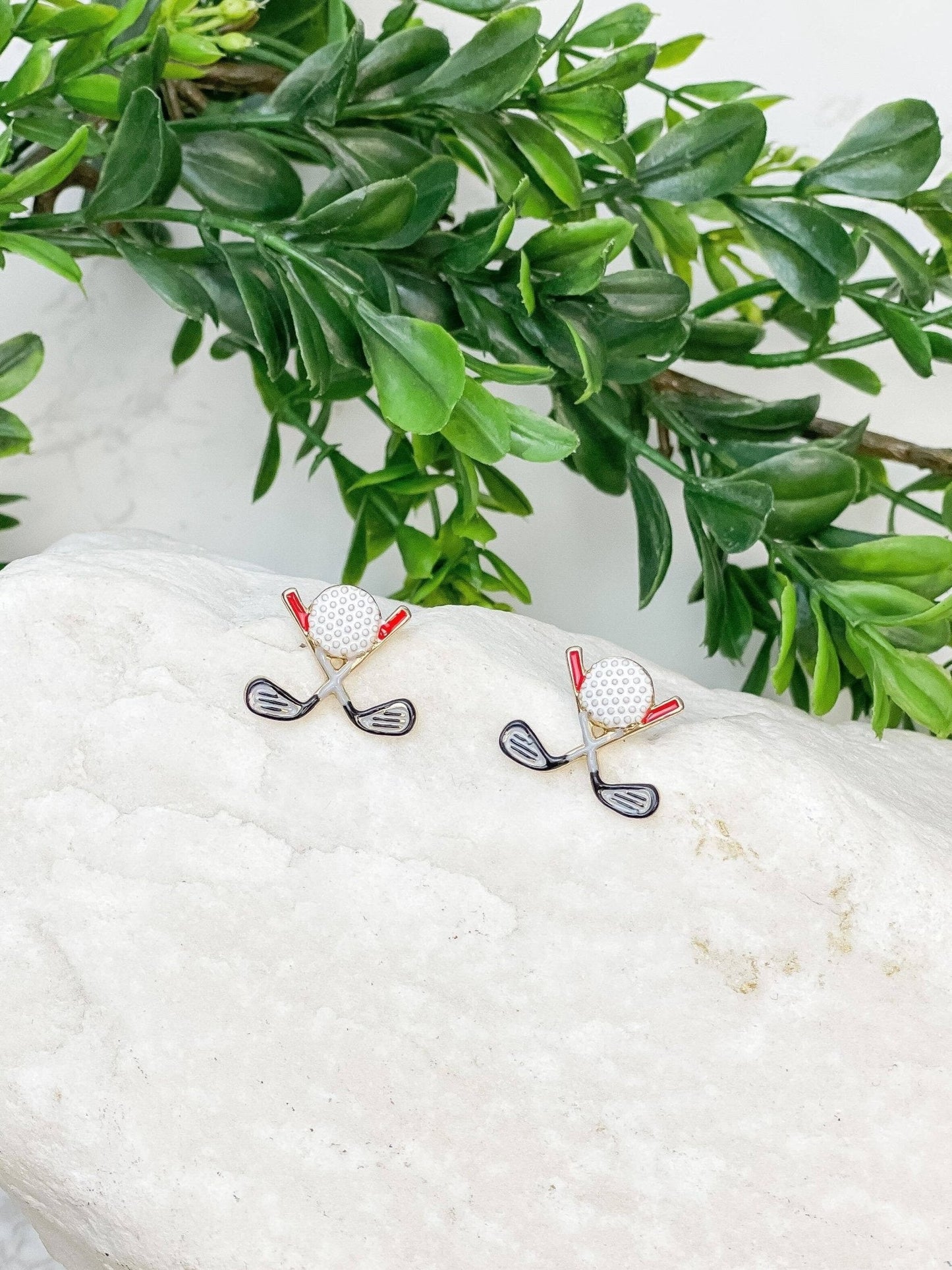 Golf Clubs Signature Enamel Stud Earrings - Nifty Decor & More
