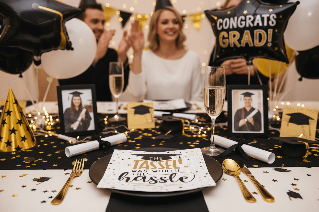 Grad Cap Paper Cocktail Napkins Pack of 20 - Nifty Decor & More