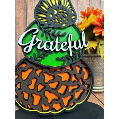 Grateful Stacked Pumpkins Fall