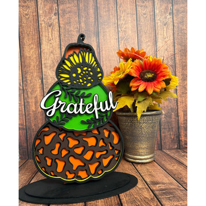 Grateful Stacked Pumpkins Fall