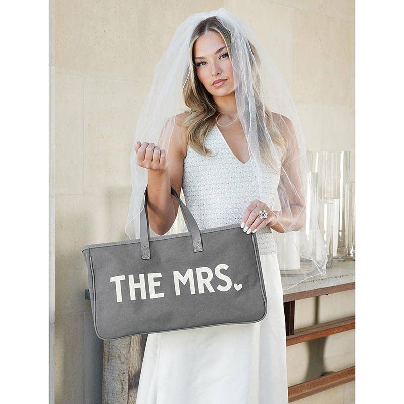 Grey Canvas Tote - The Mrs. - Nifty Decor & More