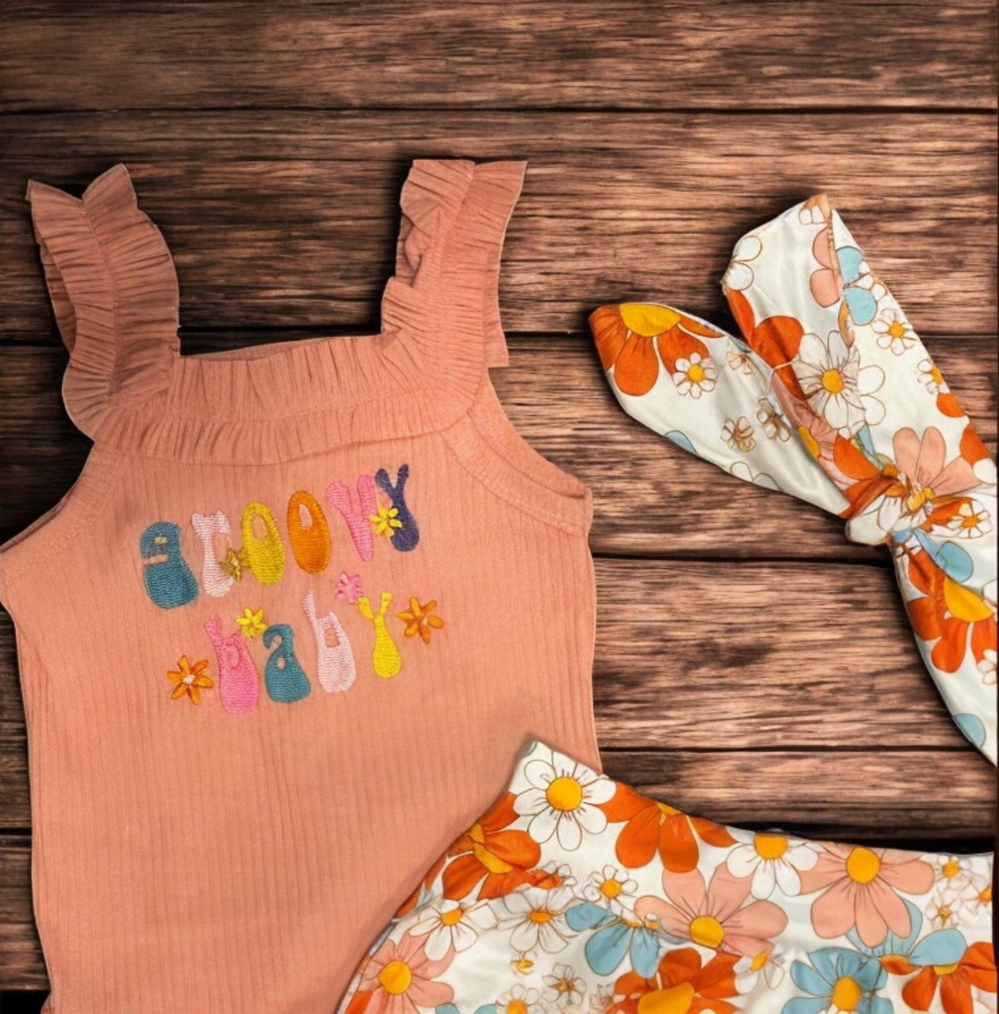 Groovy Baby Onesie Set, Flower Power Romper & Headband, Cute Baby Outfit, Trendy Baby Gift Baby Clothes