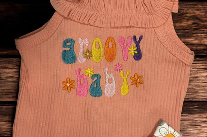 Groovy Baby Onesie Set, Flower Power Romper & Headband, Cute Baby Outfit, Trendy Baby Gift - Nifty Decor & More