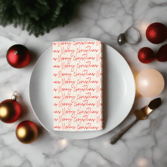 Guess and Company Merry Christmas Script Guest Towel - Nifty Decor & More