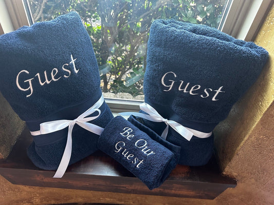 Guest Bath Towel Set | Embroidered Bath Towels - Nifty Decor & More