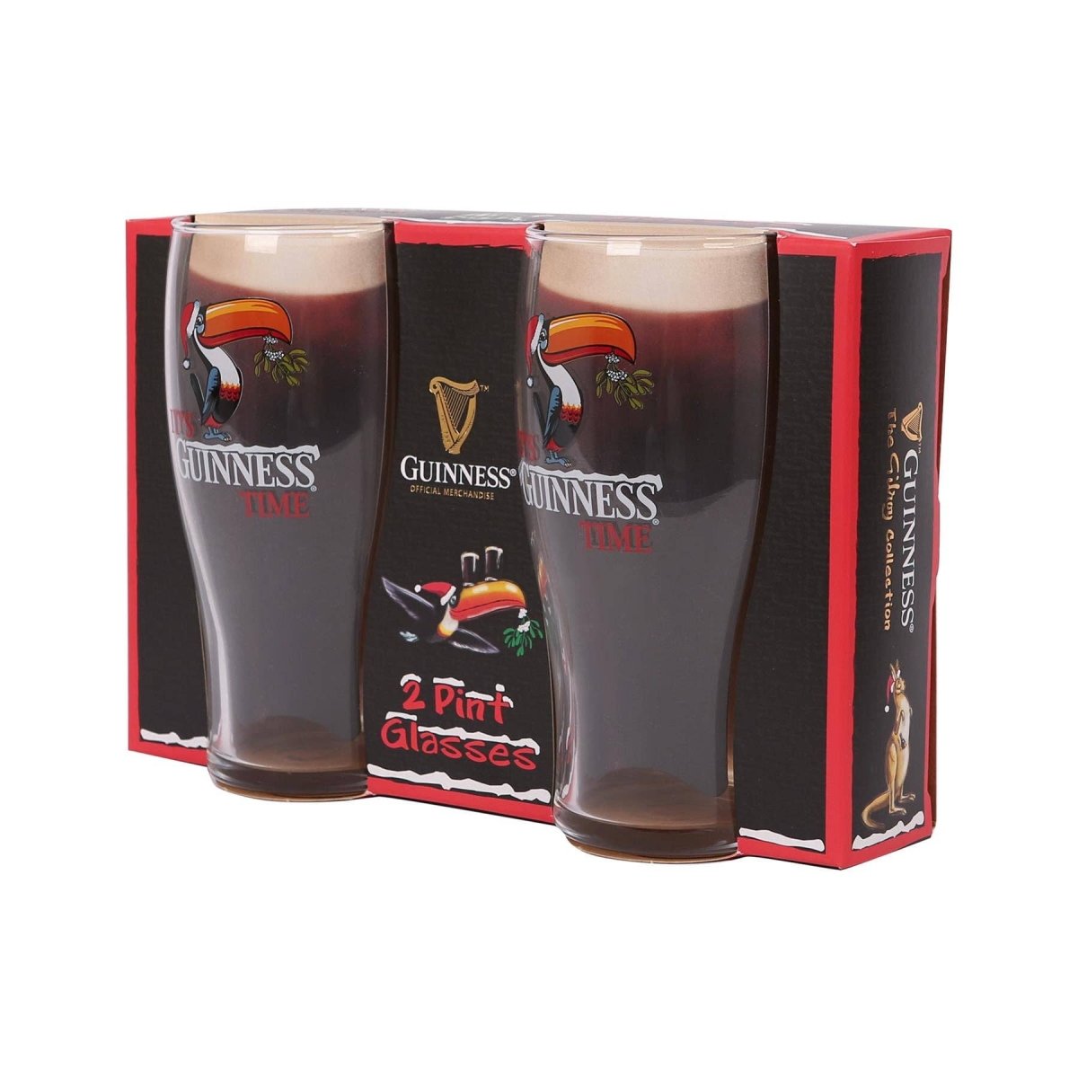 Guinness 2 Piece Toucan Christmas Pint Glass Set - Nifty Decor & More