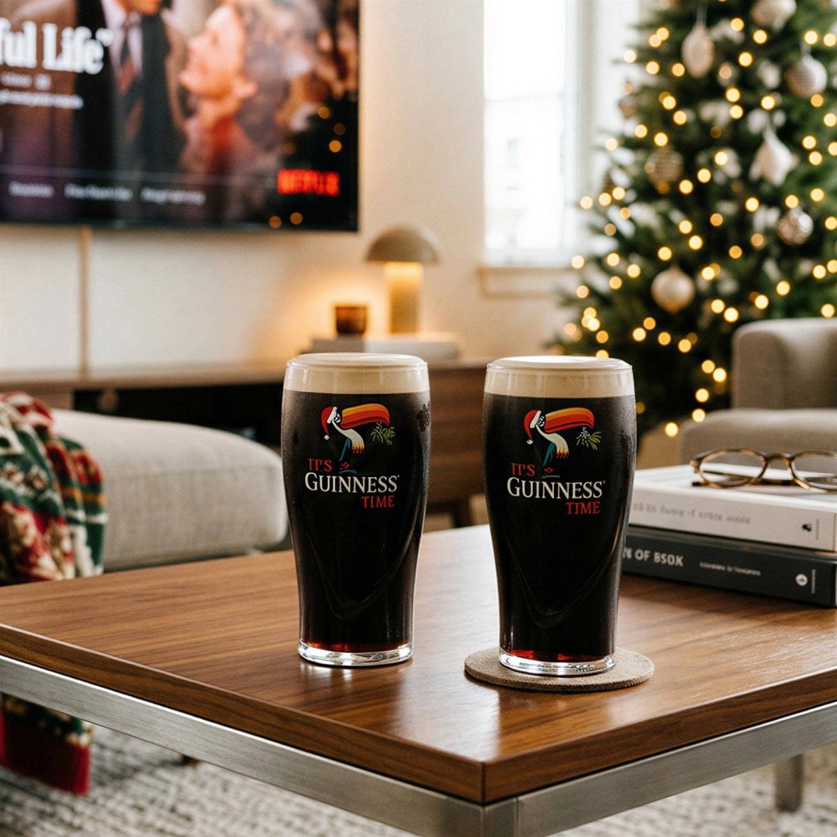 Guinness 2 Piece Toucan Christmas Pint Glass Set - Nifty Decor & More
