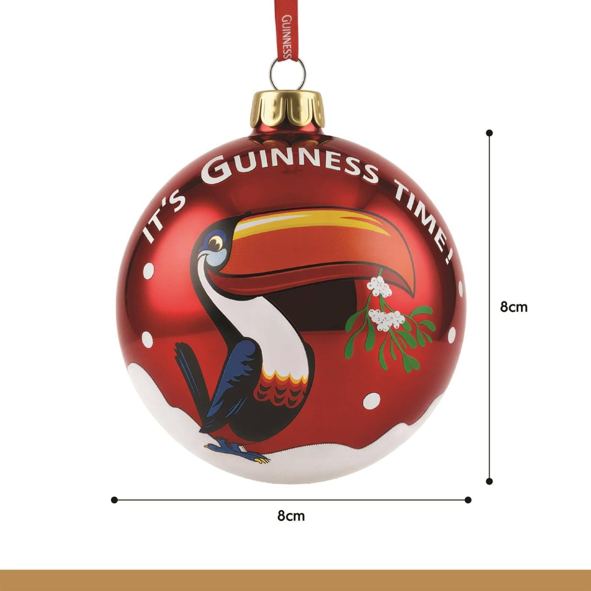 Guinness Toucan Christmas Bauble - 8cm - Red - Nifty Decor & More