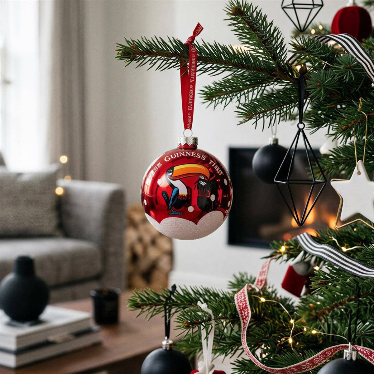 Guinness Toucan Christmas Bauble - 8cm - Red - Nifty Decor & More
