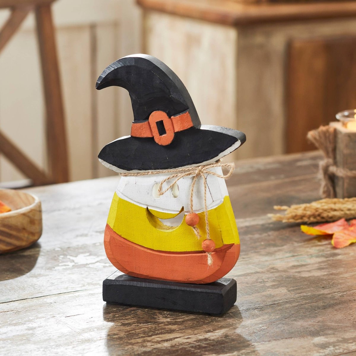 Halloween Candy Corn Figurine Witch Hat Fall Farmhouse Decor - Nifty Decor & More