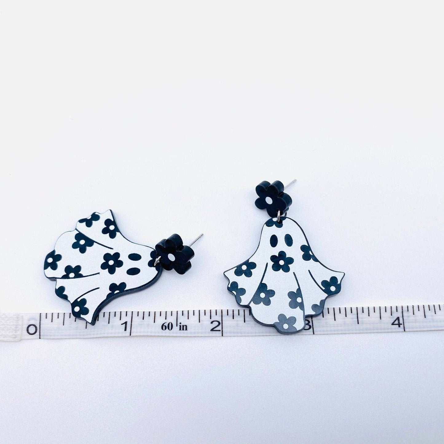 Halloween Flower Ghost Acrylic Post Earrings - Nifty Decor & More