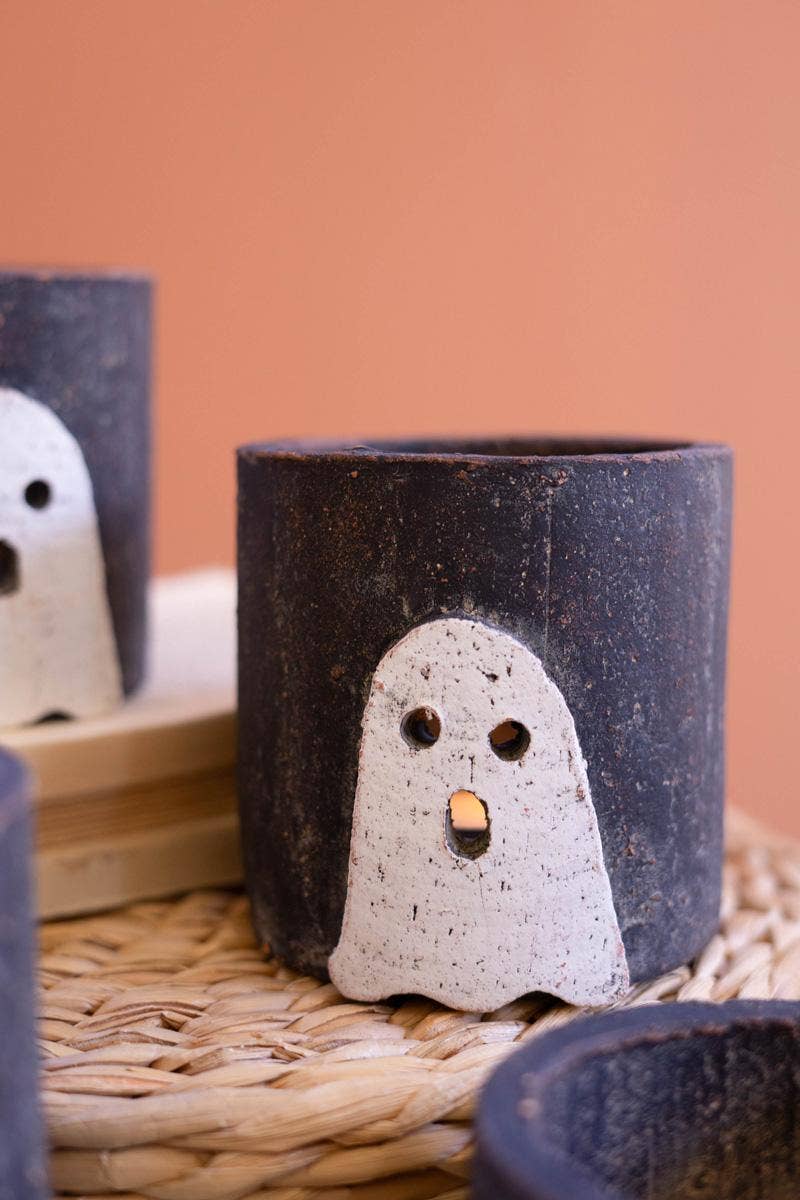 Halloween Ghost Clay Candle holder - Nifty Decor & More