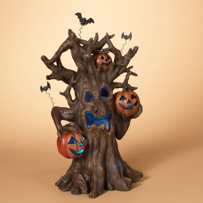 Halloween Lighted Resin Haunted Tree 18"H - Nifty Decor & More