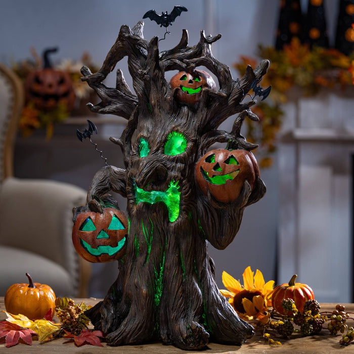 Halloween Lighted Resin Haunted Tree 18"H - Nifty Decor & More
