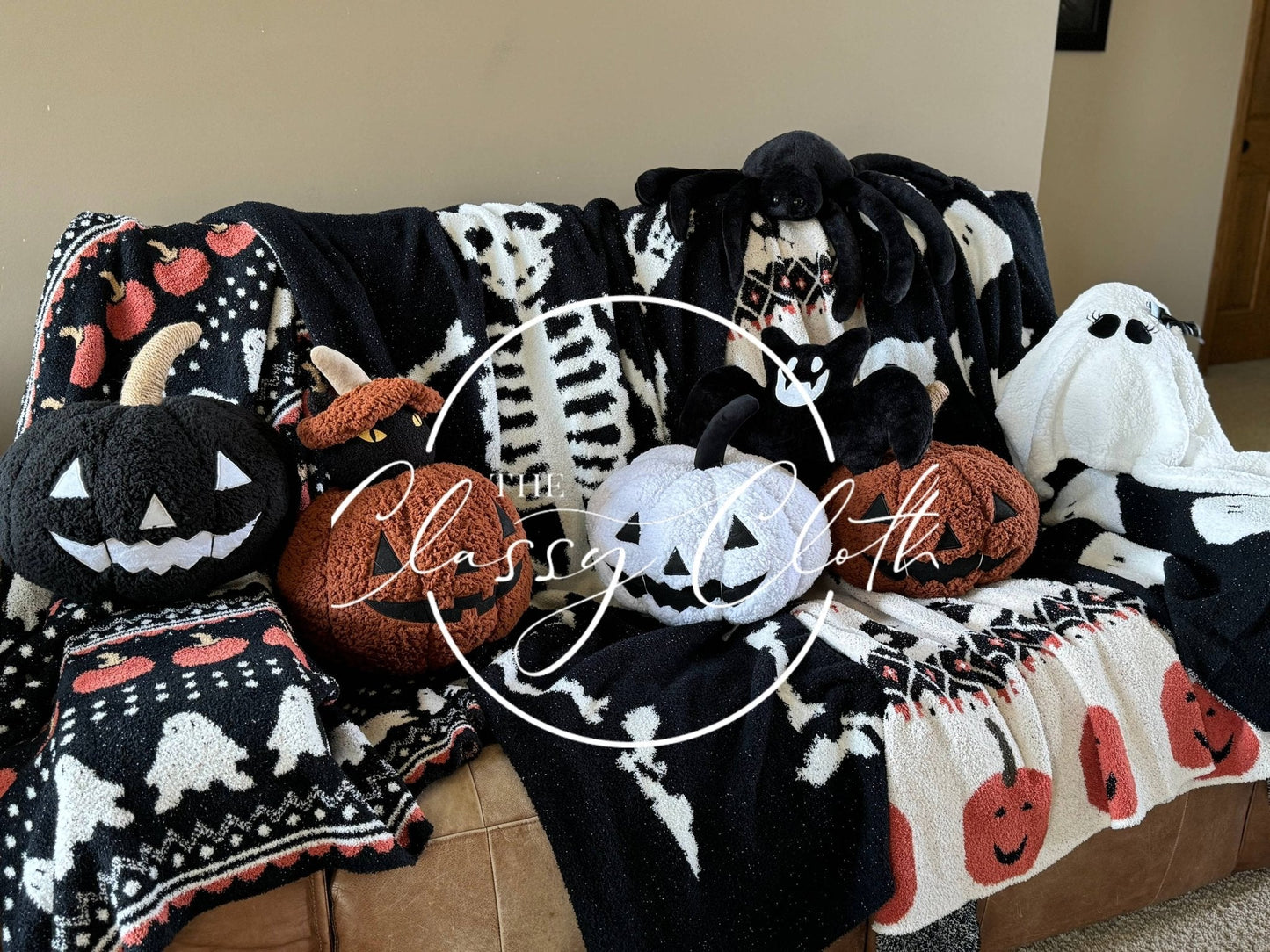 Halloween Sherpa Pillow - Orange Pumpkin ETA AUG 12 - Nifty Decor & More