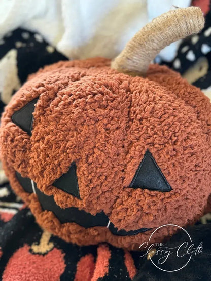 Halloween Sherpa Pillow - Orange Pumpkin ETA AUG 12 - Nifty Decor & More