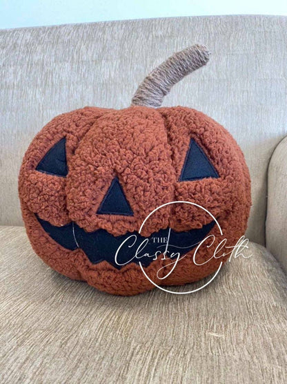 Halloween Sherpa Pillow - Orange Pumpkin ETA AUG 12 - Nifty Decor & More