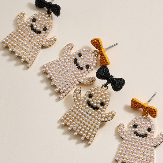 Halloween White Ghost Dangling Earrings