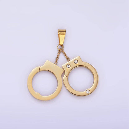 Hand Cuff Charms Stainless Steel Pendant in Gold & Silver | P1448 - Nifty Decor & More