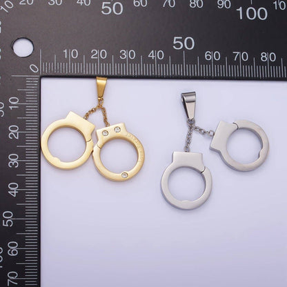Hand Cuff Charms Stainless Steel Pendant in Gold & Silver | P1448 - Nifty Decor & More