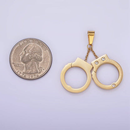 Hand Cuff Charms Stainless Steel Pendant in Gold & Silver | P1448 - Nifty Decor & More