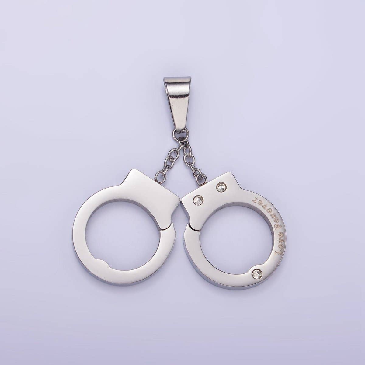 Hand Cuff Charms Stainless Steel Pendant in Gold & Silver | P1448 Silver